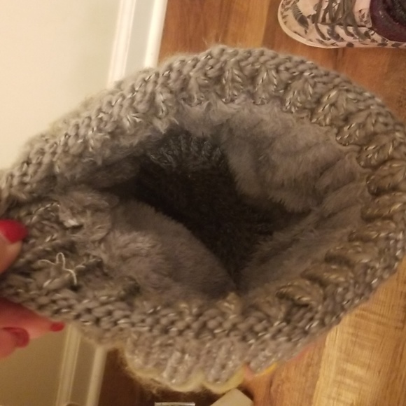 C.C. Beanie Hat with fluffy ball on top - Picture 5 of 7